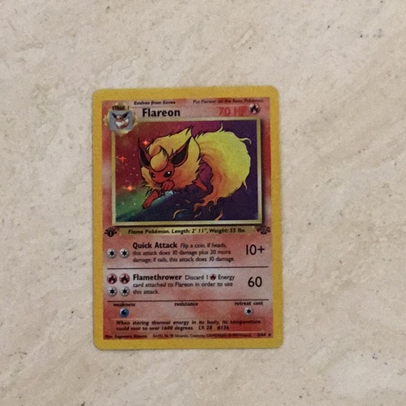 Flareon 1st Edition 1999 Holo Pokemon Card 3/64 Jungle #3 - Picture 3 of 16